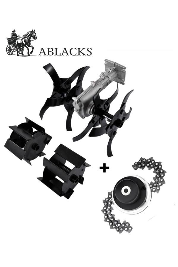Çift Toprak Çapalama Aparatı Sırt –Yan Uyumlu 26MM 7 Diş + Zincirli Başlık - Image 1