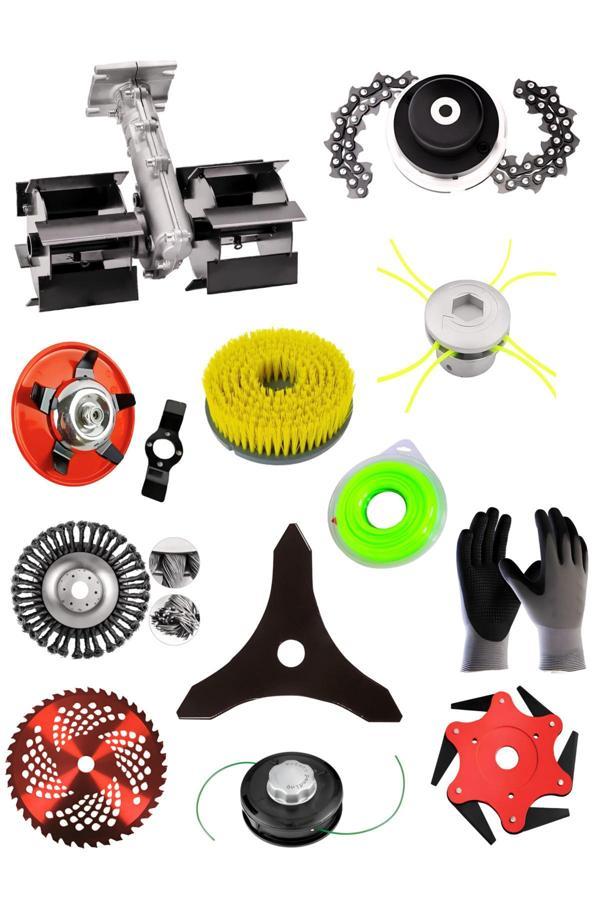 Benzinli Tırpan Paletli Çapalama Aparatı 26 MM 9 Diş + 11 Li Lüks Bahçivan Seti - Image 1