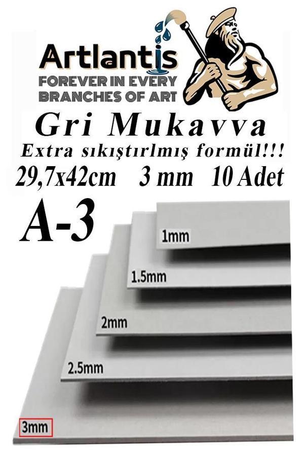 A3 Mukavva Gri 3 mm 10 Adet 1 Paket 29.7x42 cm A-3 Mukavva 3 mm Kalınlığında A-3 Mukavva - Image 1
