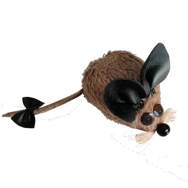 Markapet Kedi Oyuncağı Bıyıklı Peluş Fare 4,5 x 6-15 cm Taba - Image 1