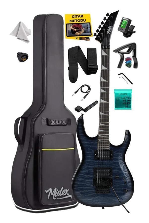 Midex Crade Blue Rosewood Klavye Super Strat Kasa HH Yüksek Kaliteli Elektro Gitar - Image 1
