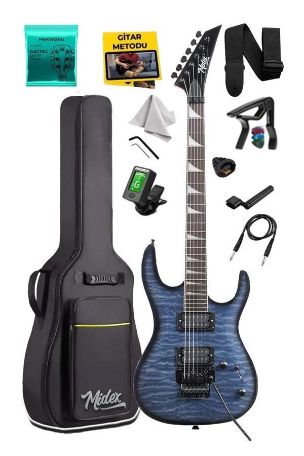 Midex Crade Blue Rosewood Klavye Super Strat Kasa HH Yüksek Kaliteli Elektro Gitar - Image 1