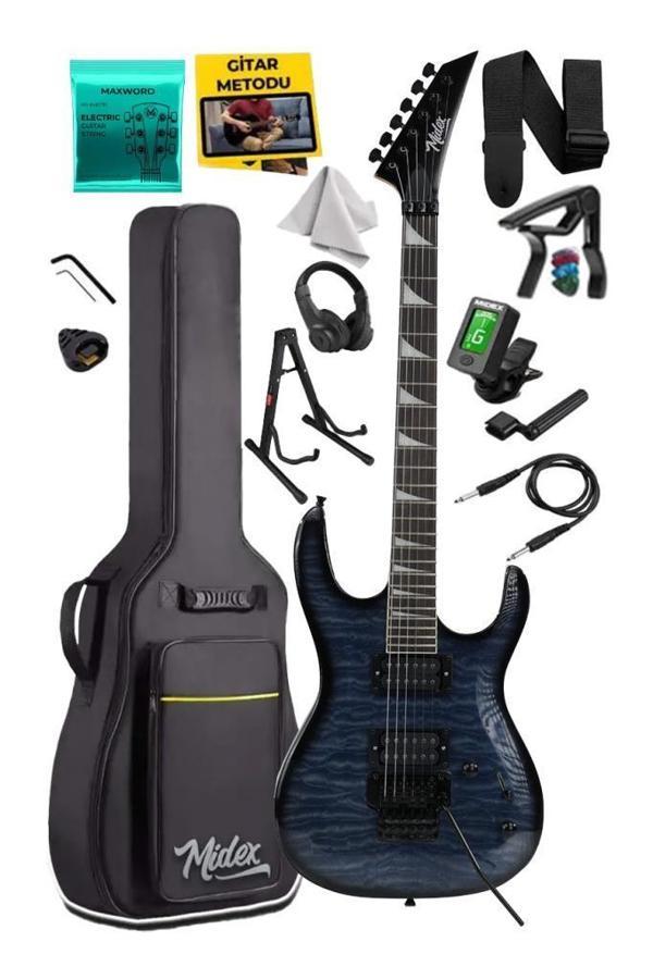 Midex Crade-ST Blue Rosewood Klavye Super Strat Kasa HH Yüksek Kaliteli Elektro Gitar - Image 1