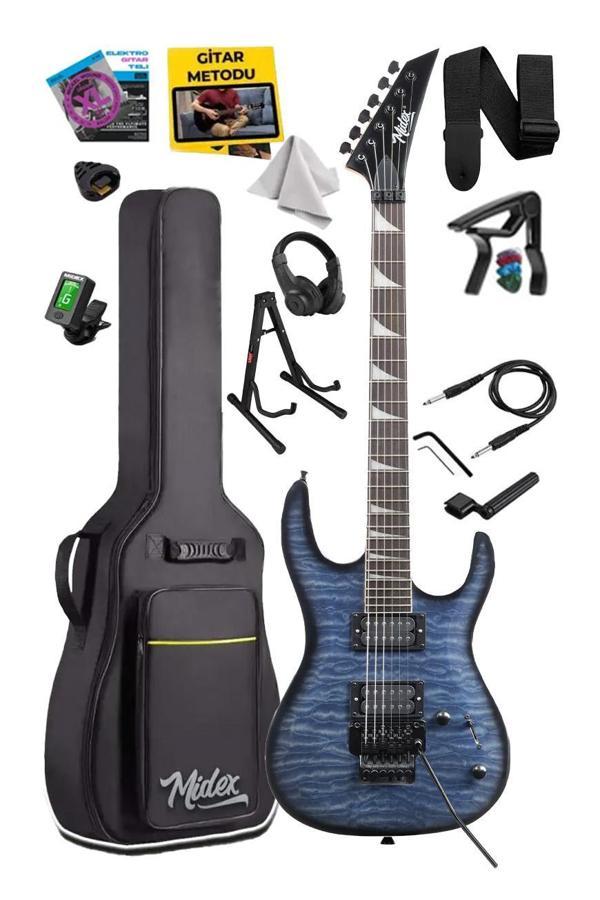 Midex Crade-ST Blue Rosewood Klavye Super Strat Kasa HH Yüksek Kaliteli Elektro Gitar - Image 1