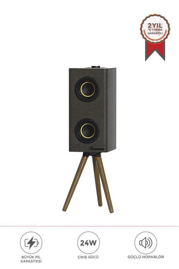 Torima D67 Gri Kablosuz Hoparlör 24W Çift Sürücü, 3000mAh Batarya, Taşınabilir Ayaklı Speaker - Image 1