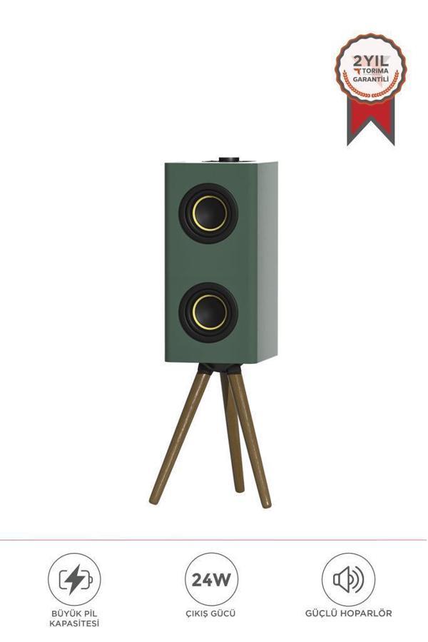Torima D67 Yeşil Kablosuz Hoparlör 24W Çift Sürücü, 3000mAh Batarya, Taşınabilir Ayaklı Speaker - Image 1