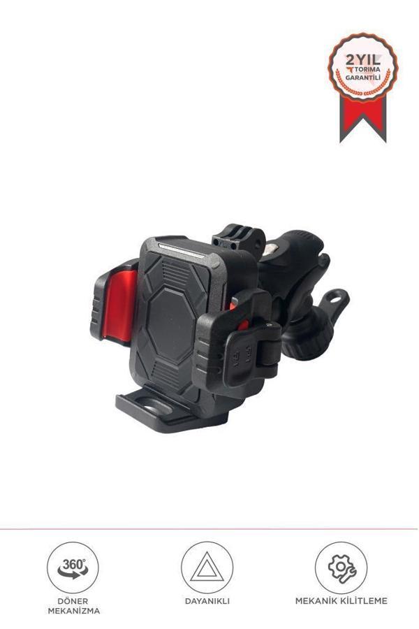 TORİMA JX-063 Siyah Plastik Motosiklet Sabitleyici  360° Döner Telefon Tutucu - Image 1