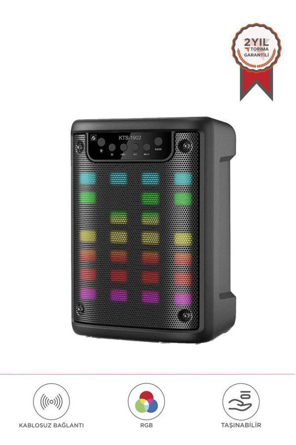 Torima KTS-1902 Led Işıklı Taşınabilir Bluetooth Hoparlör 10W Güçlü Ses, USB,SD,AUX Girişli Speaker - Image 1