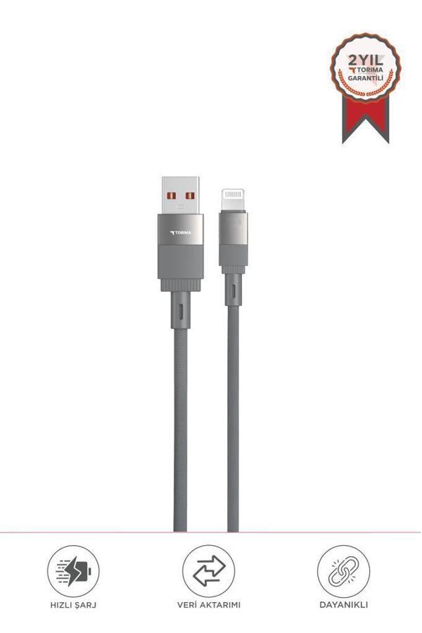 Torima U18 Gri USB İle Lightning Şarj ve Data Kablosu - Image 1