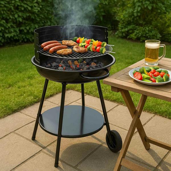 Yuvarlak Kömürlü Mangal Ayarlanabilir Krom ızgara 50cm Kömürlü Barbekü - Image 1