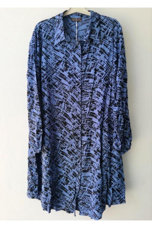 Akkanat Butik Kadın Büyük Beden Desenli Gömlek - Image 1