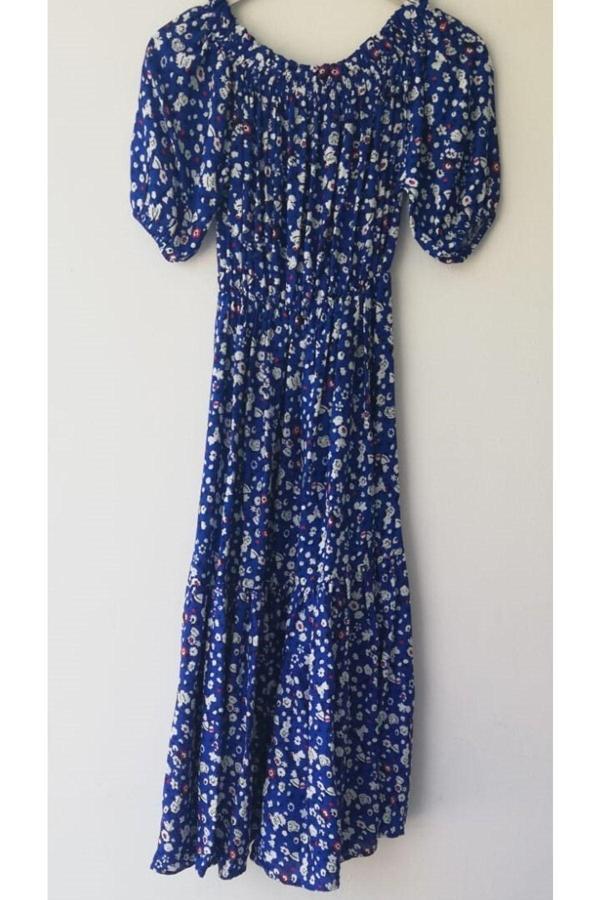 Akkanat Butik Çiçekli Madonna Yaka Elbise - Image 1