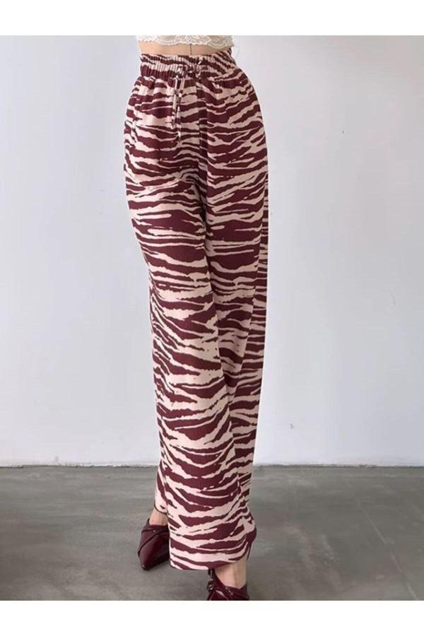 Akkanat Butik Kadın Desenli Beli Lastikli Bürümcük Pantolon - Image 1