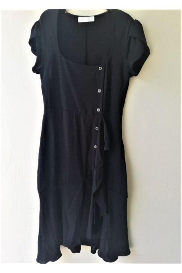 Akkanat Butik Kadın Kısa Kol Düğme Detay Volanlı Elbise - Image 1