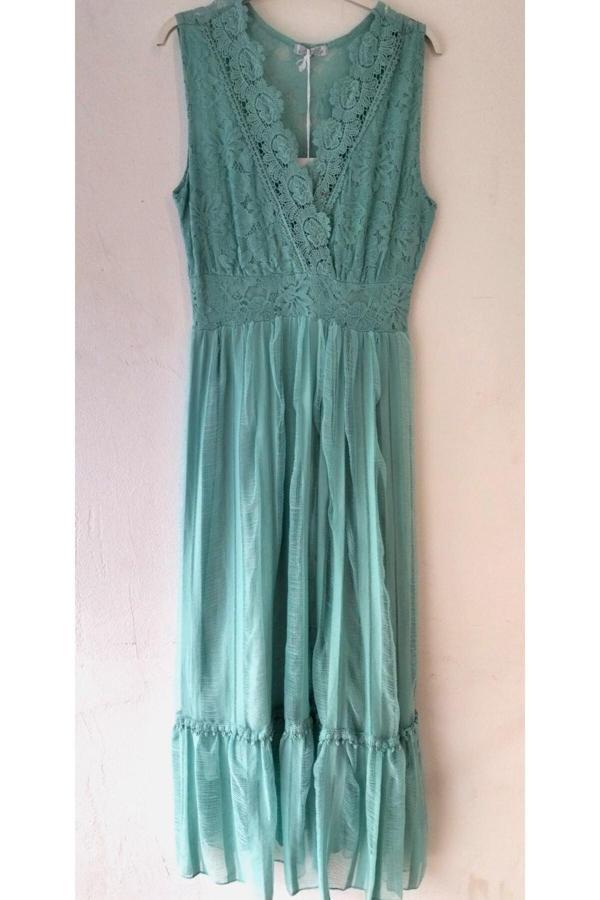 Akkanat Butik Kadın Kolsuz Güpür Elbise - Image 1