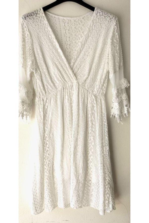 Akkanat Butik Kadın Kısa Güpür Elbise - Image 1