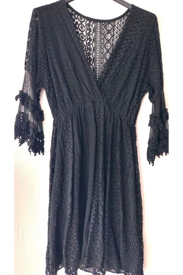 Akkanat Butik Kadın Kısa Güpür Elbise - Image 1