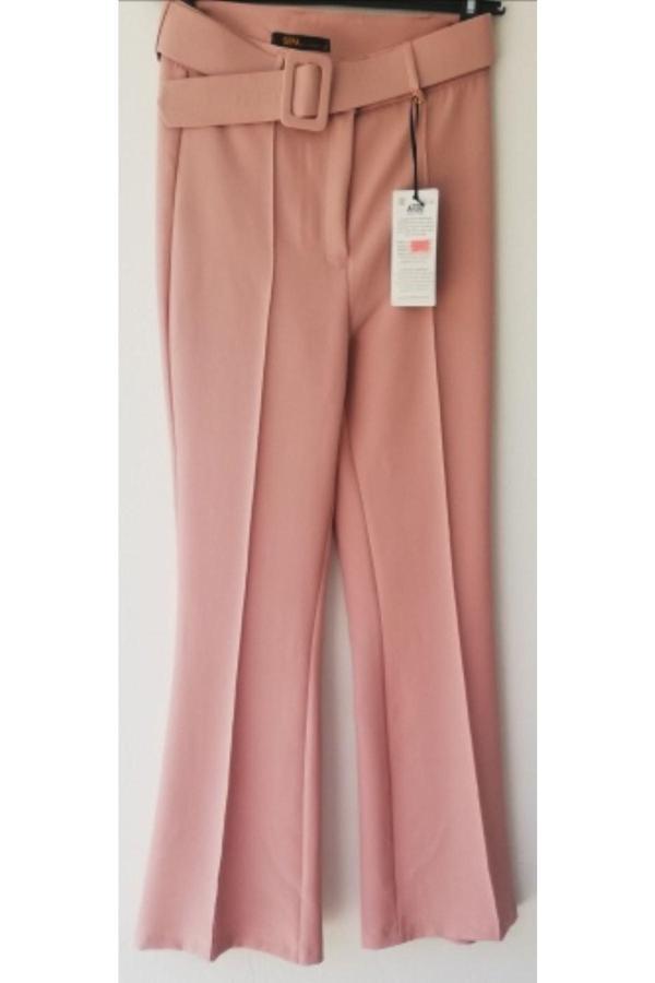 Akkanat Butik Kadin Kemerli Pileli Pantolon - Image 1