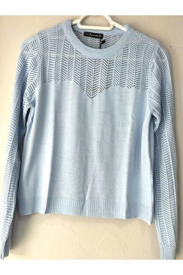 Akkanat Butik Kadın Dantel Desen Esnek Yumuşak Kazak - Image 1