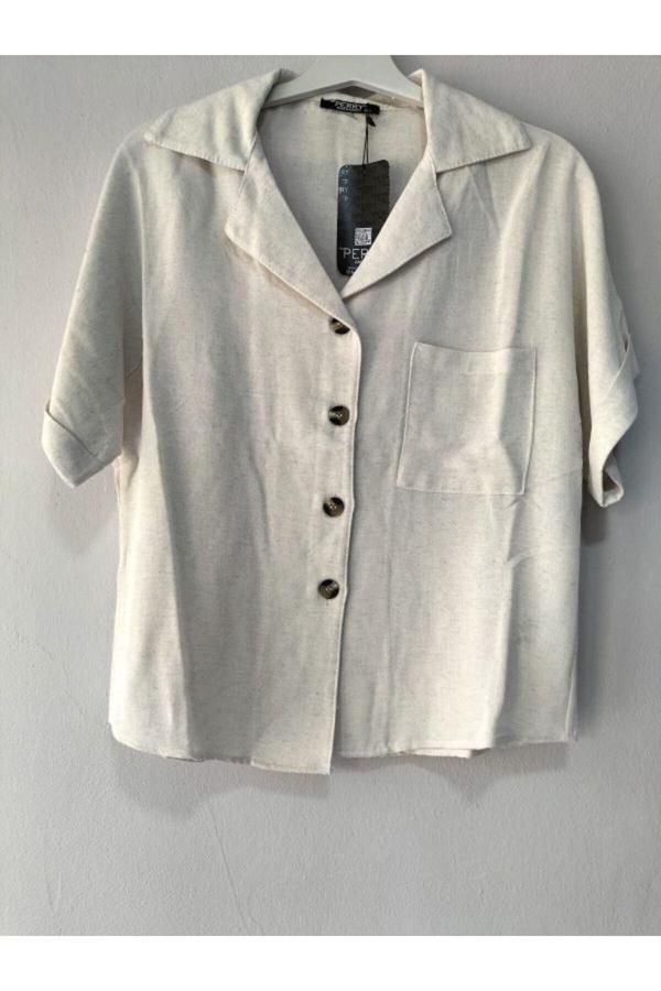 Akkanat Butik Kadın Yarasa Kol Gömlek / Taş - Image 1