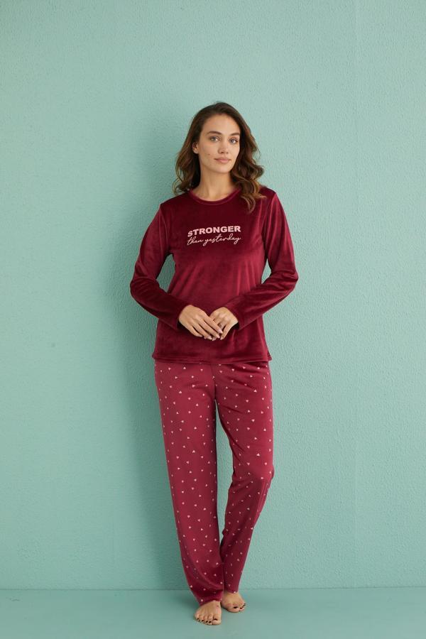 Gd Goldoremi 13309-5 Kadın Stronger Uzun Kol Kadife Pijama Takım - Image 1