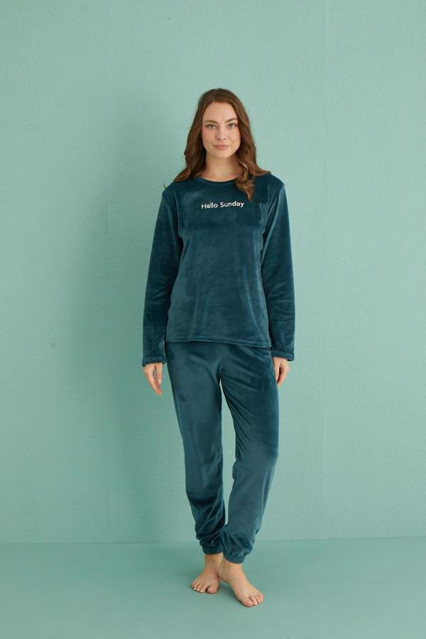 Gd Goldoremi 13164-6 Kadın Hello Sunday Kadife Pijama Takım - Image 1