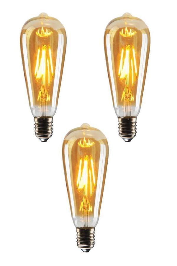Şahnet 4W Dim Rustik Led Ampul Sarı Işık Armut Edison Ampul 3 Adet - Image 1