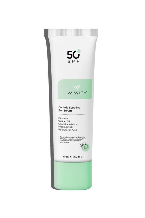 Wıwfy Yatıştırıcı, Onarıcı, Yüksek Korumalı, Centella Soothing Sun Serum SPF 50+ Pa 50++++ 50 ml - Image 1