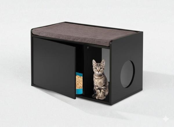 Patikom Kedi Tuvaleti Mobilyası Siyah - Image 1