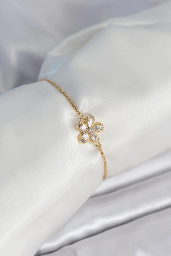 Çiçek Model Asansörlü Gold Renk Kadın Bileklik - Image 1