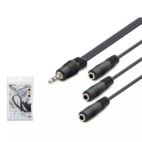 Hadron Hdx1023 3.5Mm To 3*3.5Mm F Kablo 2Line 30Cm Siyah - Image 1
