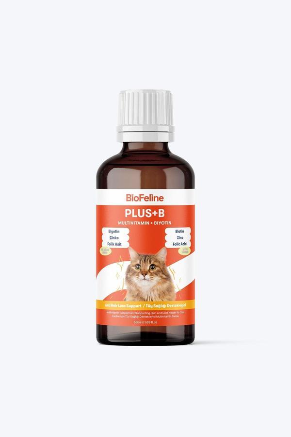 Kedi Tüy Dökülmesini Azaltan Biotinli B Vitamini Damlası – Biofeline Plus B 50ml - Image 1