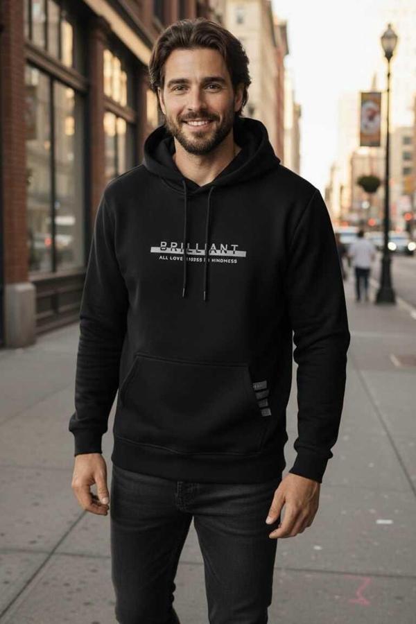 Fern Kapüşonlu Erkek Sweatshirt Lacivert - Image 1
