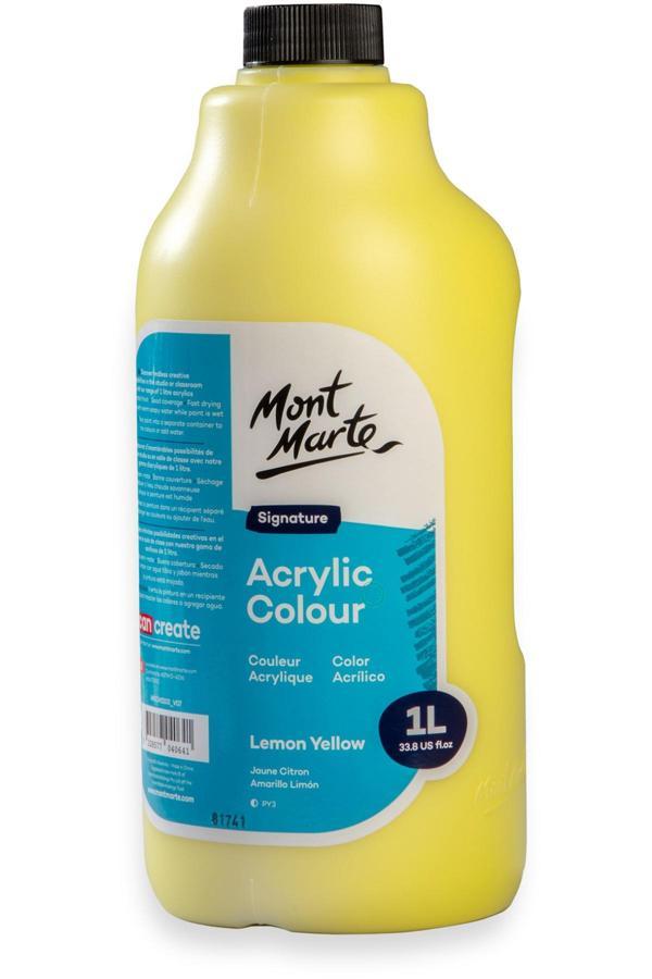 MM Akrilik Boya W/Pump Signature 1L - Lemon Yellow - Image 1