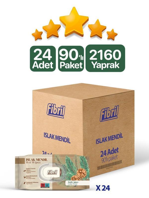 Fibril Sedir Ağacı Kokulu Islak Mendil 24X90 Lı Paket 2160 Yaprak Doğal Esans , Geri Dönüştürülebilir Kumaş - Image 1