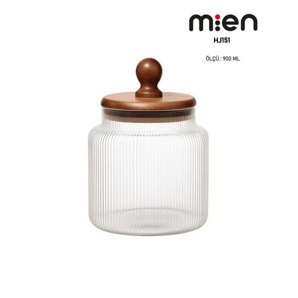 MİEN AKASYA KAPAK BALL CAM KAVANOZ 900ML - Image 1