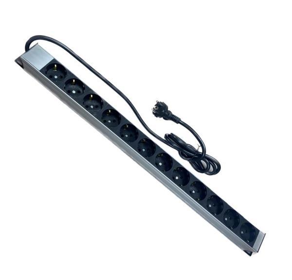 NE-AD 7040 12’li Alüminyum Gövdeli Grup Priz – 1,5 Metre Kablo, 16A 250V 4000W, Gümüş/Siyah, Dayanıklı ve Şık Tasarım - Image 1