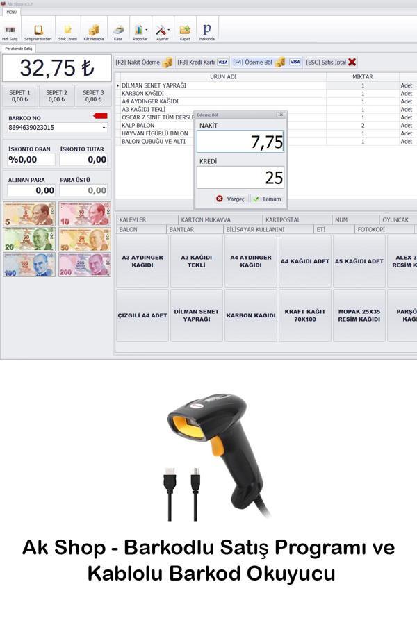 Pazar Timi Barkod Satış Sistemi & Market Programı & Kablolu Barkod Okuyucu - Image 1