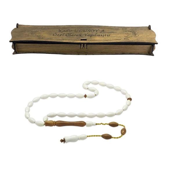 Kişiye Özel Kutulu Beyzi Kesim Sistemli İmamesi Kuka Tasarım Deve Kemiği Tespih 0173 - Image 1
