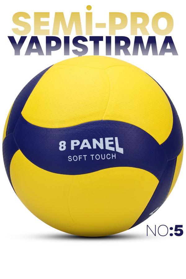 SEMİ-PRO Voleybol Topu Lamineli Beton Zemin SoftTouch İç-Dış Mekana Uygun 8 Panel Sarı-Mavi GSV101 - Image 1