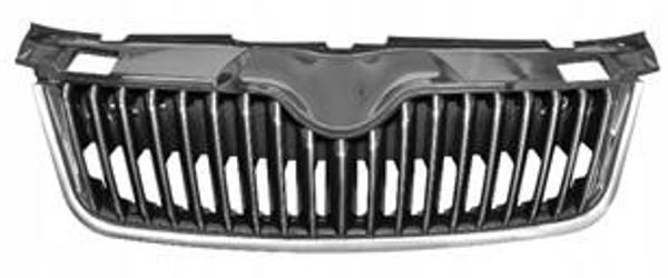 Fabia Ön Panjur Krom Çizgili Krom Çerceve Üst Plastik Birlikte Parlak Siyah 2011-2015 - Image 1