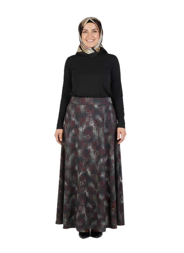 Oppland Kadın Anne Çan Etek Soft Dokulu iç Göstermez Zahmetsiz Desenli Dökümlü Tam Kalıp - Image 1