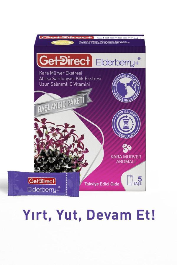 GetDirect Elderberry+ Karamürver ve Afrika Sardunyası 5 Şase – Uzun Salınımlı C Vitamini, Susuz Kullanım - Image 1