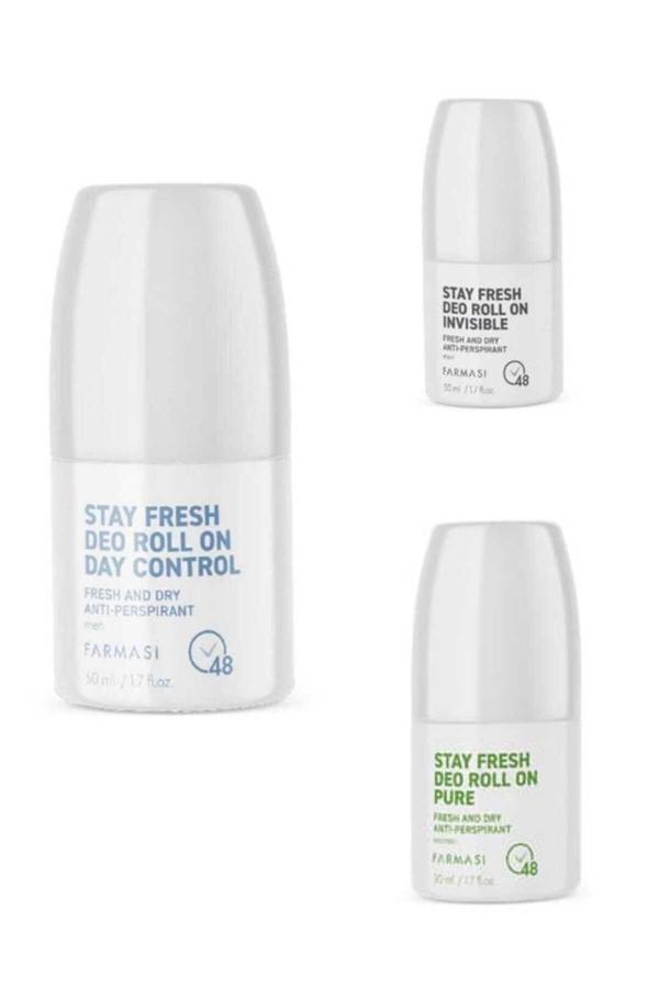 Farmasi Stay Fresh Deo Roll On Day Control 50 Ml &Invisible Roll On 50 Ml&Pure Roll On 50Ml(2 Erkek 1 Bayan) - Image 1