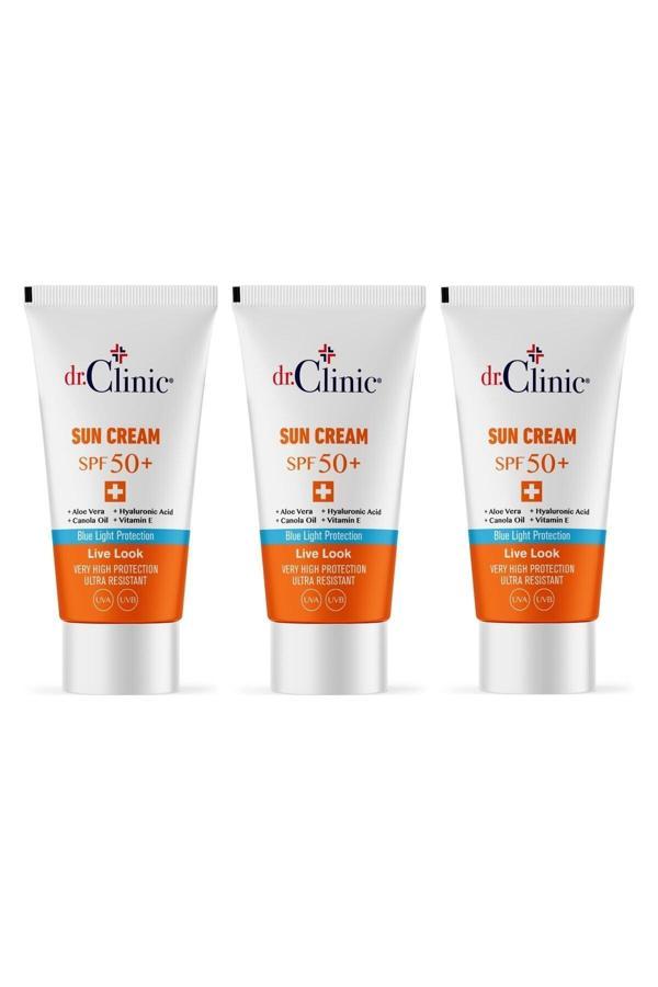 Dr.Clinic Spf 50+ Güneş Koruyucu Krem 3'Lü Set (50 Mlx3 Adet) ( Uva,Uvb Ve Mavi Işık Koruma ) - Image 1