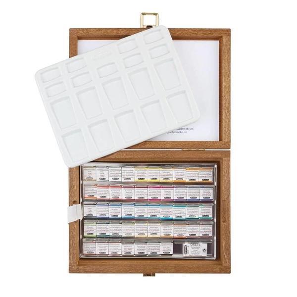 Supertrend Horadam Aquarell Taş Tablet Sulu Boya Seti Yarım Tablet 48 Renk Ahşap Kutu - Image 1