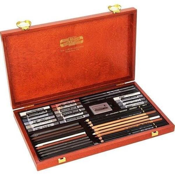 Supertrend Gioconda Art Set Karakalem Eskiz Çizim Seti Ahşap Kutulu - Image 1
