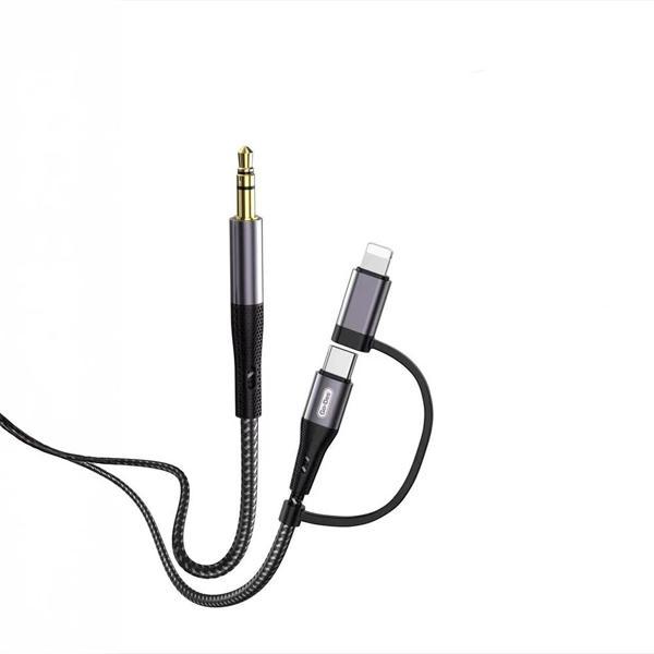 Go-Des Gac-172 2İn1 Type-C & Lightning To 3.5Mm Aux Audio Kablo 1M Siyah - Image 1