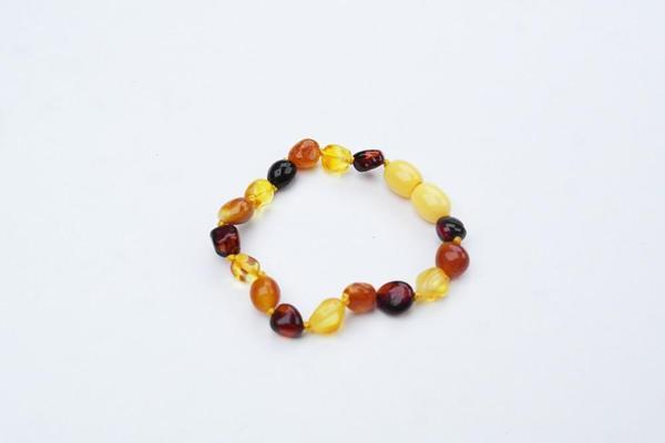 Gökkuşağı Renkli Doğal Kesim Damla Kehribar Bebek Bileklik - Image 1