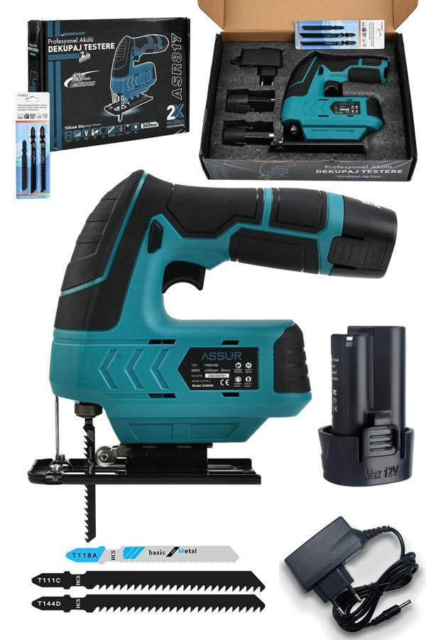 Assur Profesyonel 12 V Çift Akülü Şarjlı Dekupaj Testere Makinesi - Image 1